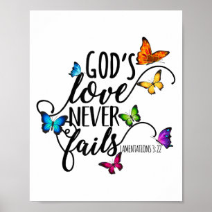 God's Love Never Fails - Butterfly Art - Religious Poster