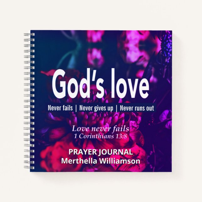 GODS LOVE Personalised Floral Prayer Journal (Front)