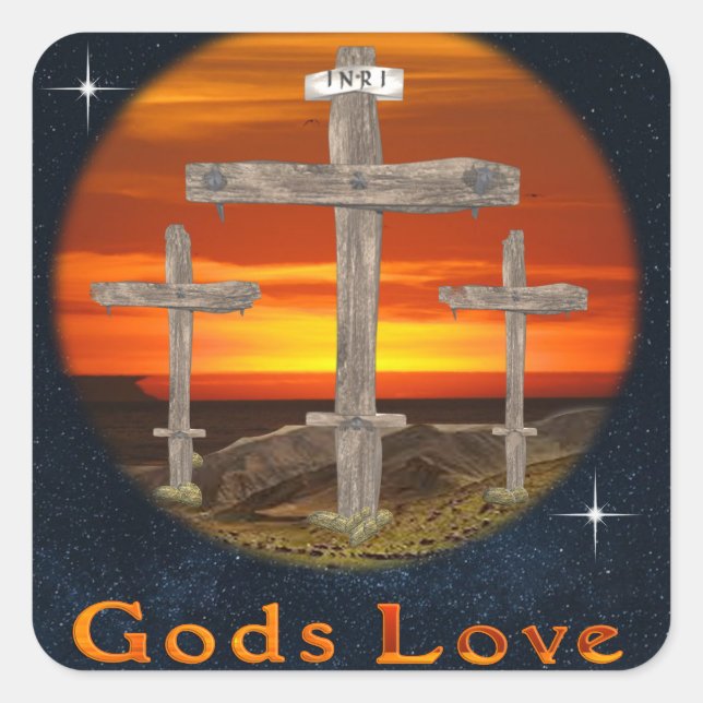 Gods Love Square Sticker (Front)
