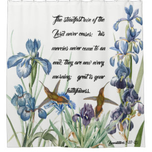 Gods Mercy Hummingbirds Iris Flower Shower Curtain
