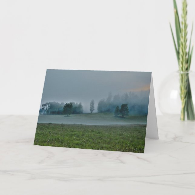 God's Pasture, Misty Forest and Field Nature Scene Card (Front)