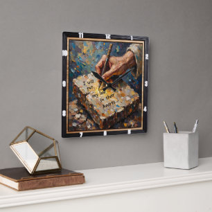 God's Pen: Heartfelt Promise Square Wall Clock