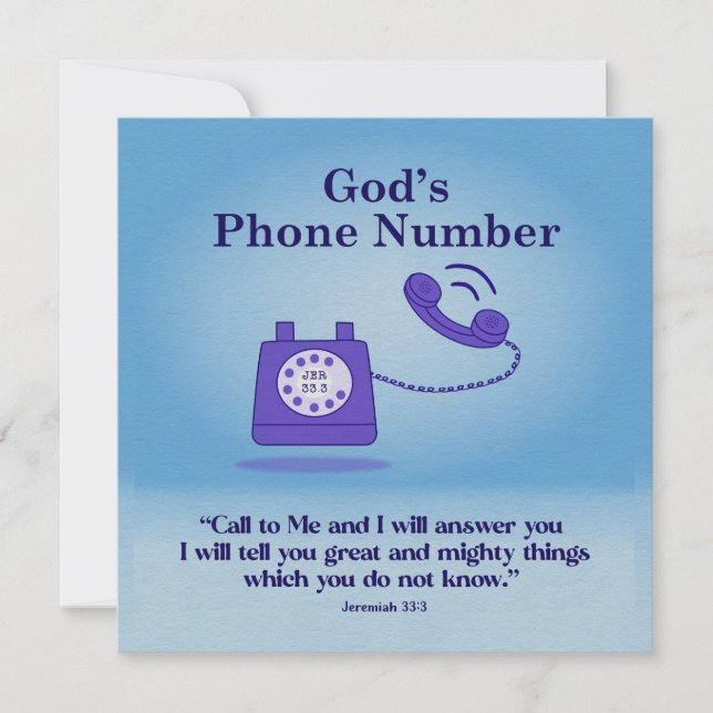 God's Phone Number Jeremiah 33:3 Card (Front)