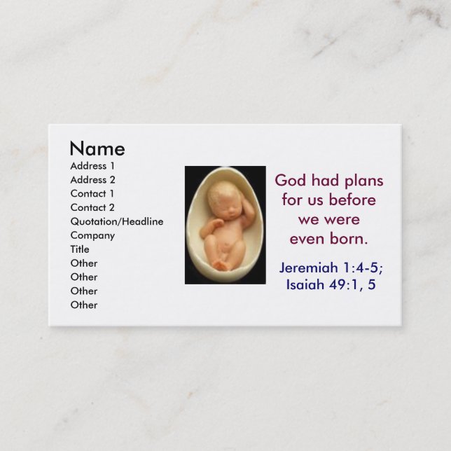 god's plans business card (Front)