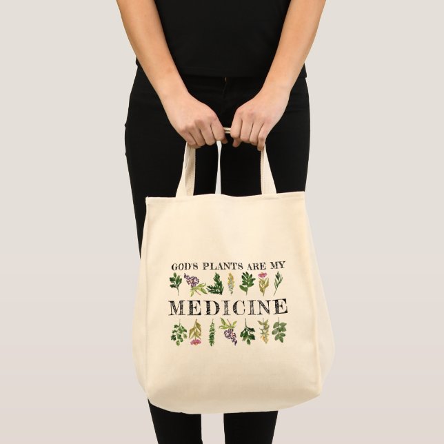 God's Plants Are My Medicine Natural Health Tote Bag (Front (Product))