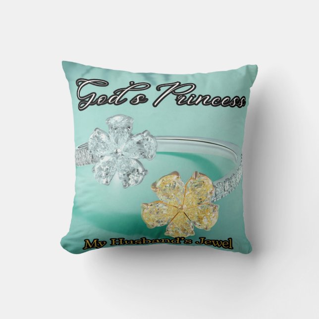 God's Princess Bling Light Turquoise Throw Pillow (Front)