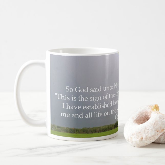 God's Promise in the Rainbow Coffee Mug (With Donut)