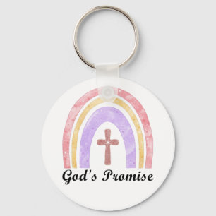 Gods Promise Rainbow and Cross Key Ring