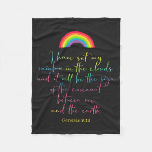 God's Rainbow Genesis 9 Christian Bible Verse Kids Fleece Blanket