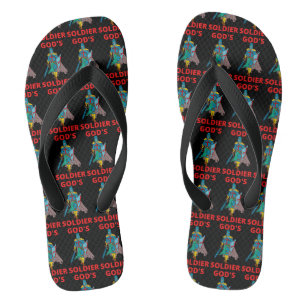God's Soldier In Arms Black All-Over Print Unisex Thongs