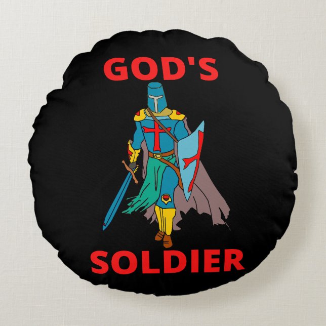 God's Soldier In Arms Round Cushion (Front)