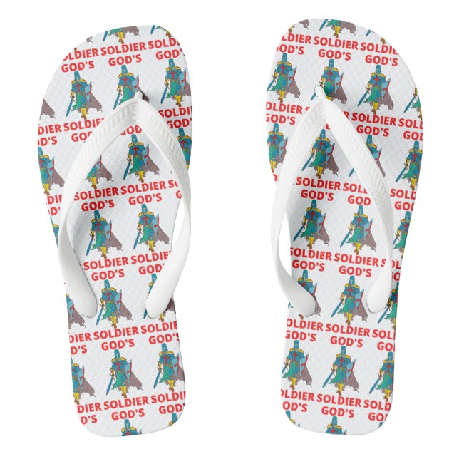 God's Soldier In Arms White All-Over Print Unisex Thongs (Footbed)