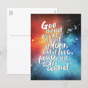 GOD's Spirit of Love NO FEAR Bible Verse Christian Holiday Postcard