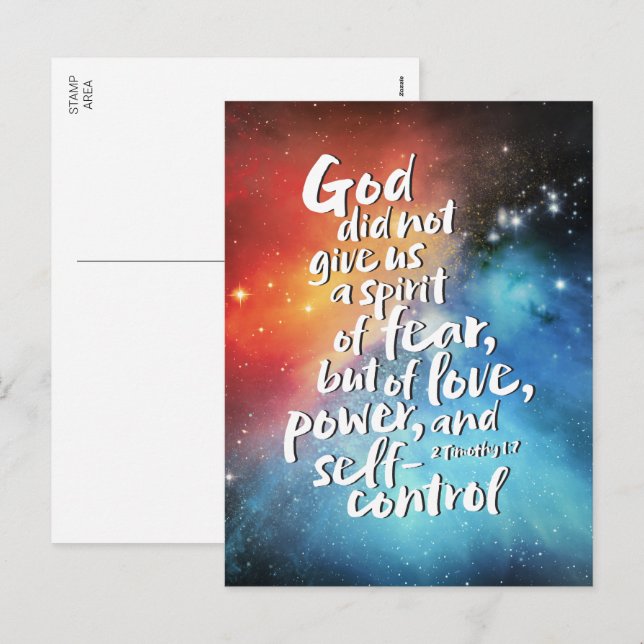 GOD's Spirit of Love NO FEAR Bible Verse Christian Holiday Postcard (Front/Back)