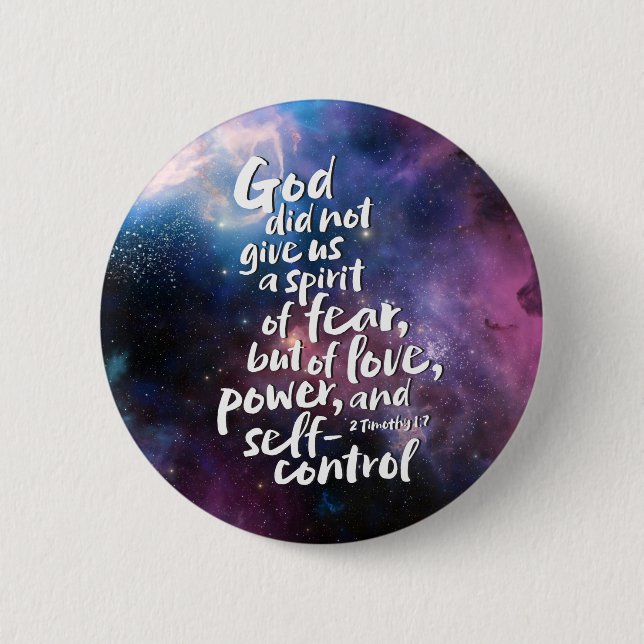 GOD's Spirit of Love NO FEAR POWERFUL Bible Verse 6 Cm Round Badge (Front)