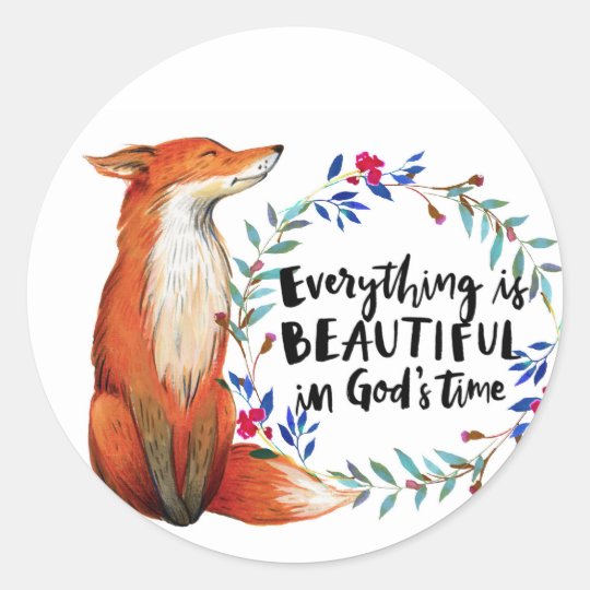 gods time foxes classic round sticker