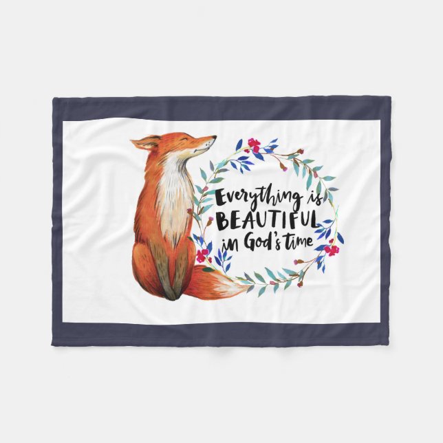 gods time foxes fleece blanket (Front (Horizontal))
