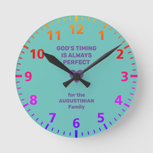GOD'S TIMING ALWAYS PERFECT | Personalised Aqua Round Clock (Front)