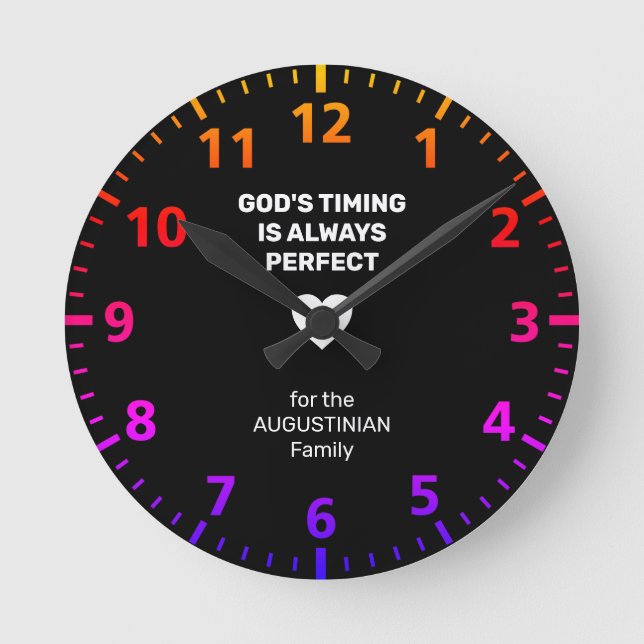 GOD'S TIMING ALWAYS PERFECT | Personalised Black Round Clock (Front)