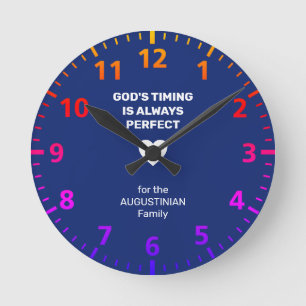 GOD'S TIMING ALWAYS PERFECT   Personalised Blue Round Clock