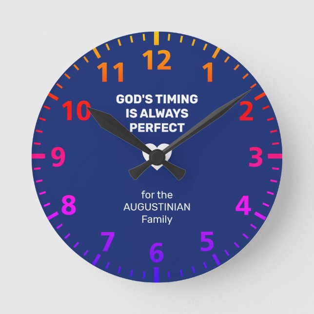 GOD'S TIMING ALWAYS PERFECT | Personalized Blue Round Clock (Front)