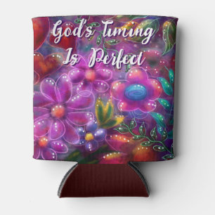 God's Timing is Perfect Floral Personalised Can Cooler