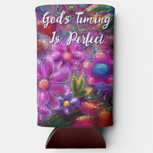 God's Timing is Perfect Floral Personalised Seltzer Can Cooler