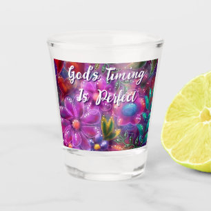 God's Timing is Perfect Floral Personalised Shot Glass