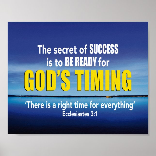 GOD'S TIMING Secret of Success Christian Poster (Front)