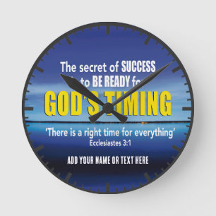 GODS TIMING Success Christian Inspirational Quote Round Clock