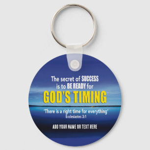 GODS TIMING Success Christian Quote Key Ring