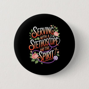 Gods Work In Scrubs Jesus Faith God Cna Christian 6 Cm Round Badge