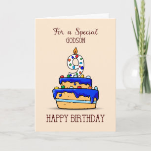 Godson 9th Birthday, 9 on Sweet Blue Cake Card