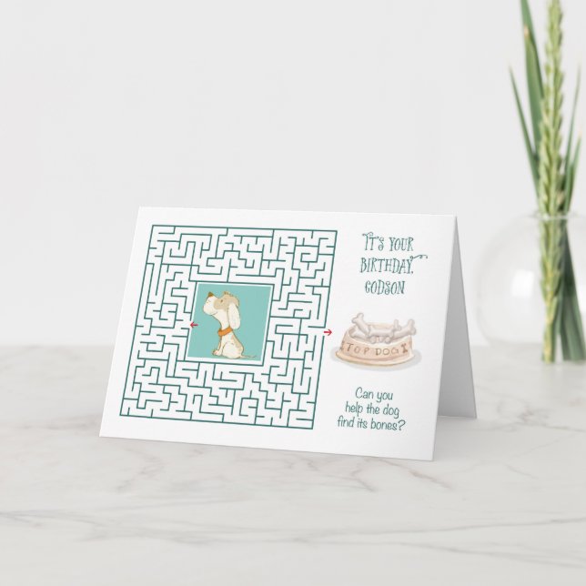 Godson Amazing Birthday Puzzle Maze Dog  Card (Front)