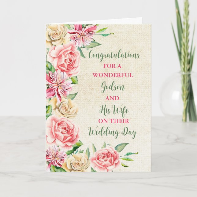 Godson and His Wife Wedding Day Congratulations Card (Front)
