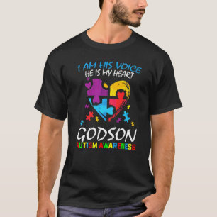 Godson Autism Awareness I Am His Voice Heart Puzzl T-Shirt