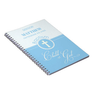 Godson Baptism Blue Child of God Personalised Notebook
