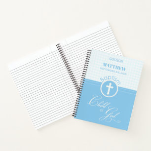 Godson Baptism Blue Child of God Personalised Notebook