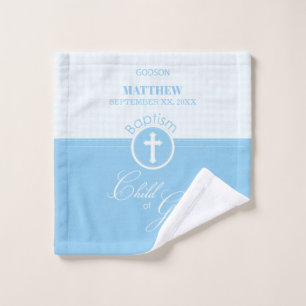 Godson Baptism Blue Child of God Personalised Wash Cloth
