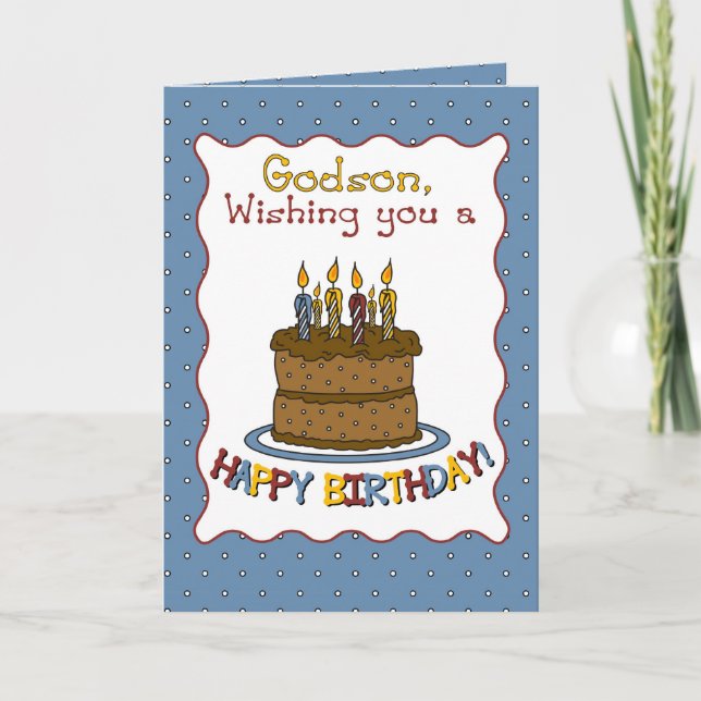 Godson Birthday Cake Card (Front)