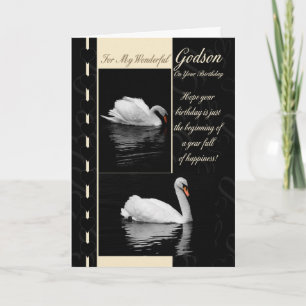 Godson Birthday Card Swans