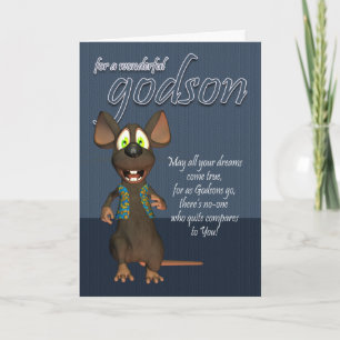 Godson Birthday Card - With Funky Mouse