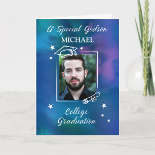 Godson Custom Photo and Name College Graduation Card