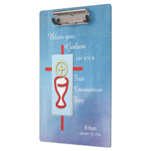 Godson, First Holy Communion, Blue Clipboard