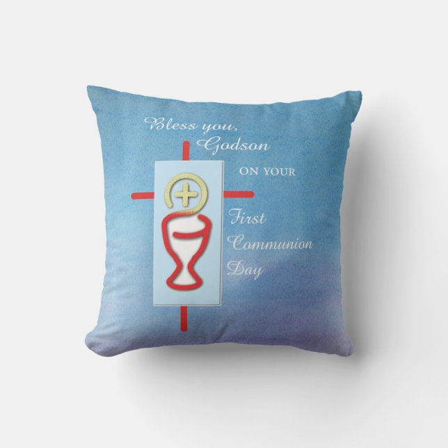 Godson, First Holy Communion, Blue Cushion (Front)