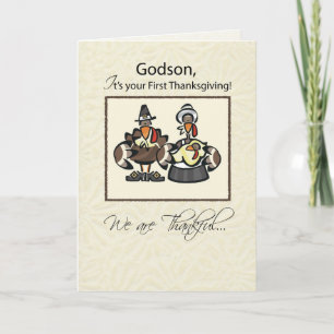 Godson First Thanksgiving Turkey Family Holiday Card
