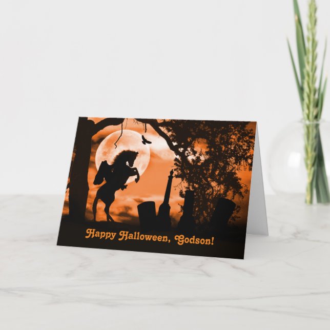 Godson Halloween Card with Headless Horseman (Front)