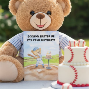 Godson Happy Birthday Baseball Teddy Bear Card