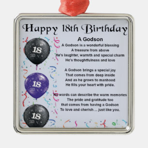 Godson poem - 18th Birthday Design Metal Ornament