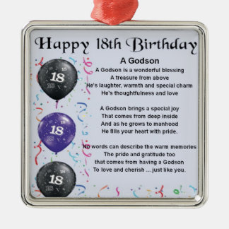 Godson poem - 18th Birthday Design Metal Ornament